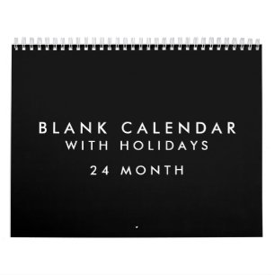 24 maanden blanco zwarte kalender met Feestdagen