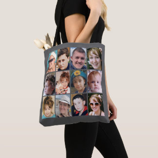 24 photo collage grey tote bag