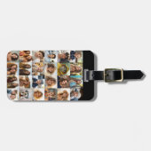 24 Photo Collage Grid - zwart met witte tekst Bagagelabel (Voorkant horizontaal)