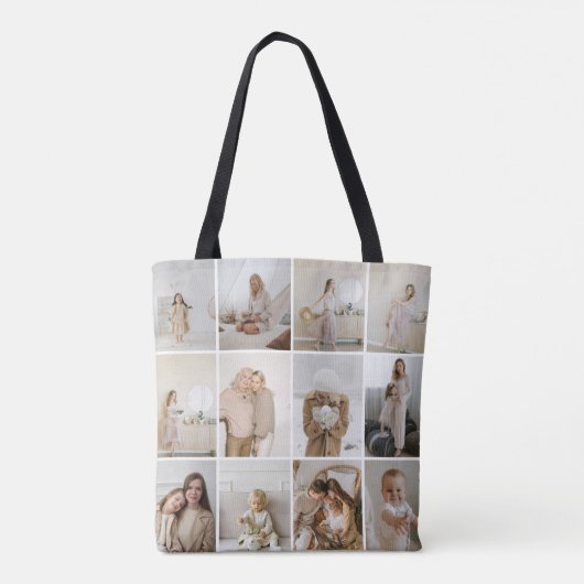 24 Photo collage template personalized Tote Bag (Achterkant)