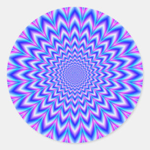 24-puntenpuls in Blauw roze en Violet Ronde Sticker