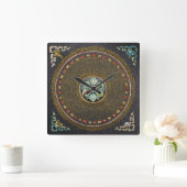 [24] Round Tibetan "OM" Mantra Mandala Vierkante Klok (Huis)