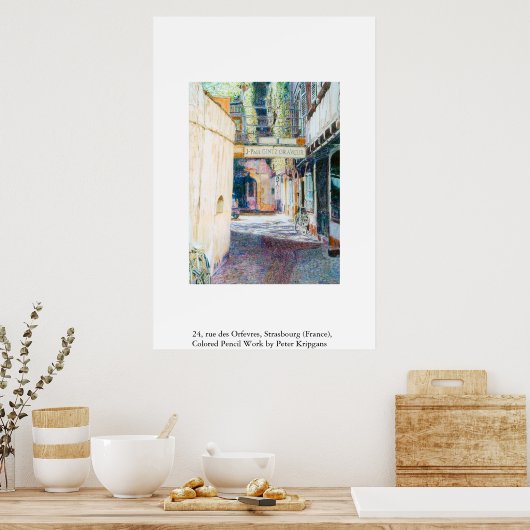 24, rue des Orfevres, Straatsburg (Frankrijk) Poster (Keuken)