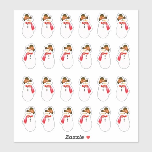 24 Stuk Sneeuwman Sticker (Vel)