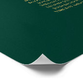 24 Tabel Emerald Green Gold Wedding Seating Grafie Poster (Hoek)