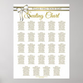24 Tabel White & Gold Ribbon Wedding Seating Chart Poster (Voorkant)