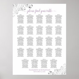 24 Tabel White Lavender Chic Wedding Seating Chart Poster
