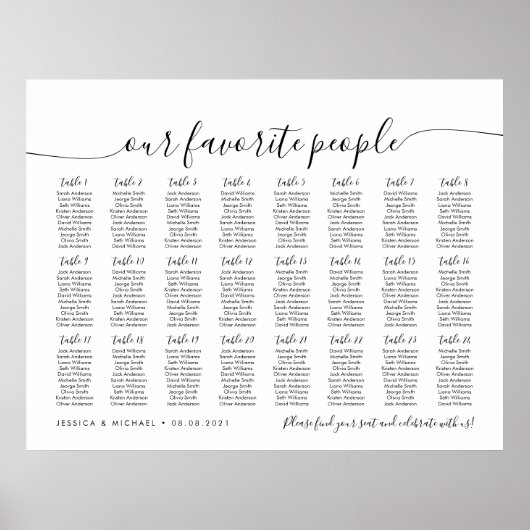 24 Tafel Elegant Onze favoriete Mensen Zitgrafiek Poster (Voorkant)