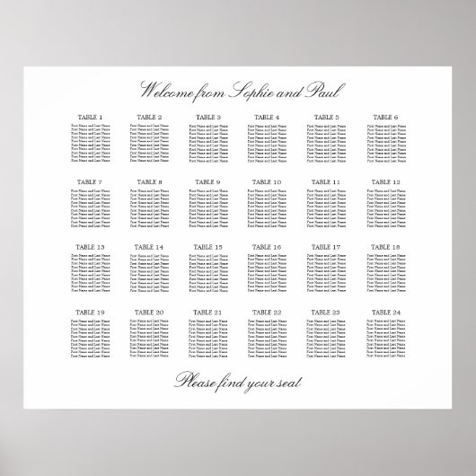 24 tafel Elegante minimalistische zitgrafiek Poster (Voorkant)