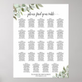 24 tafel eucalyptus blad bruiloft zitplaats kaart poster (Voorkant)