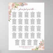 24 Tafel Roze Floral Wedding Seating Chart Poster (Voorkant)