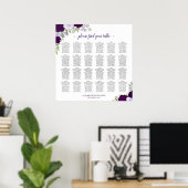 24 Tafel Rustic Paarse Rozen Trouw Zittijd Chart Poster (Thuiskantoor)