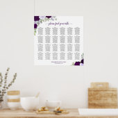 24 Tafel Rustic Paarse Rozen Trouw Zittijd Chart Poster (Keuken)