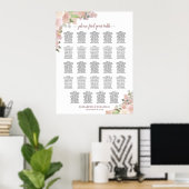 24 Tafel Rustieke Roze Bloemstuk Bruiloft Zitplaat Poster (Thuiskantoor)