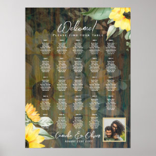 24 Tafel Rustisch Hout ZONNLOWERS FOTOZITTING Poster