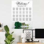 24 Tafel Smaragd Groen Roos Trouwstoelkaart Poster (Thuiskantoor)