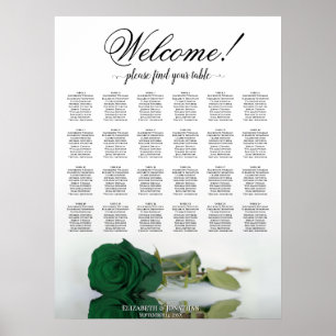 24 Tafel Smaragdgroene Roos Huwelijkszitplaatskaar Poster