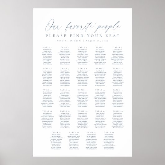 24 Tafels Onze Favoriete Mensen Zittinglijst Poster (Voorkant)