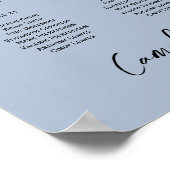 24 TEKST Rustisch Dusty Blue FOTO SEATING CHART Poster (Hoek)