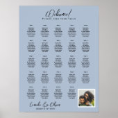 24 TEKST Rustisch Dusty Blue FOTO SEATING CHART Poster (Voorkant)