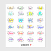 24 Transparante Monogram Namen, Waterdichte Sticke Sticker (Vel)