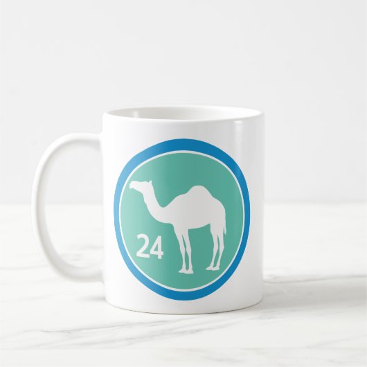 24 uur - Camel Design (Blue/Blauwgroen) Mok (Links)