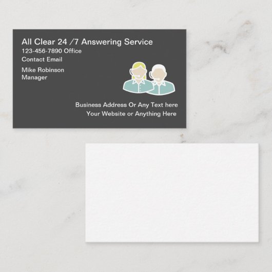 24-uurs Business Answering Service Visitekaartje (Voorkant / Achterkant)