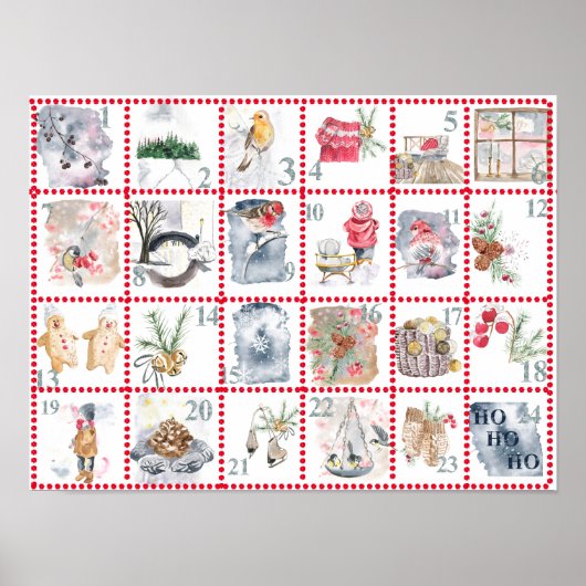 24 Verschillende Afbeeldingen van de Waterverf voe Poster (Voorkant)