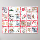 24 Verschillende Aquarel Afbeeldingen Adventkalend Poster (Voorkant)