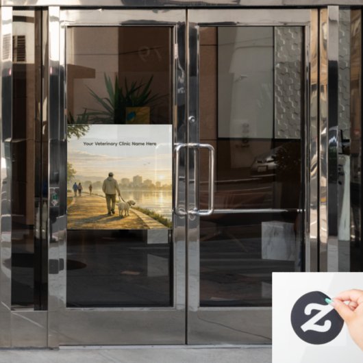 24" Veterinary Clinic Window Cling Raamsticker (Kantoordeur)