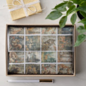 24 Vierkanten met waterverfaquadjes in het bos Tissuepapier (Geschenk)