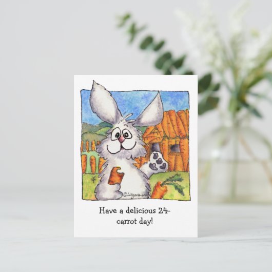 24-Worteldag schattig bunny briefkaart (Staand voorkant)