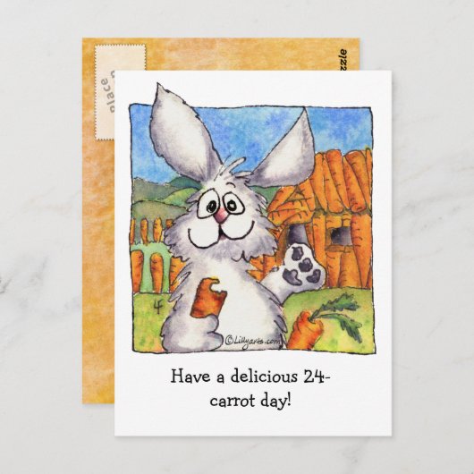 24-Worteldag schattig bunny briefkaart (Voorkant / Achterkant)