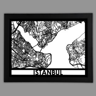 24 x 18 inch uitgesneden Stadskaart van Istanbul