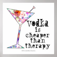 24" X 24" POSTER - VODKA IS GOEDKOPER DAN THERAPIE