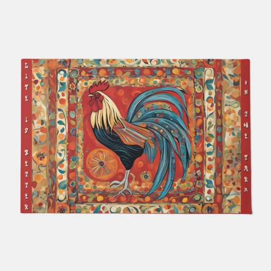 24" x 36" Welkomstmat/ Deurmat Whimsical Rooster (Voorkant)