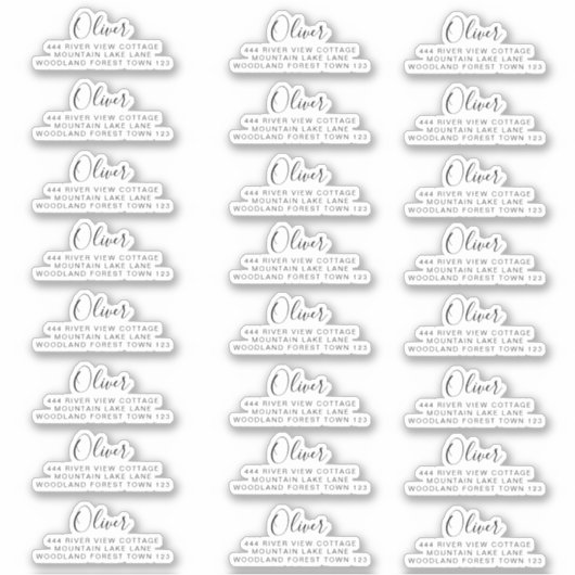 24 x Return Address Classic Signature Black White Sticker (Voorkant)