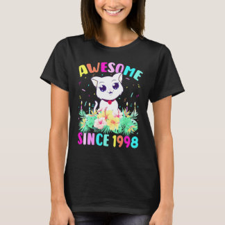 24 Years Old Girl Cat Lover Awesome Since 1998 24t T-shirt
