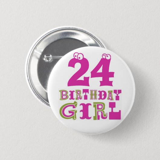 24e Birthday Girl Button Badge (Voorkant /achterkant)