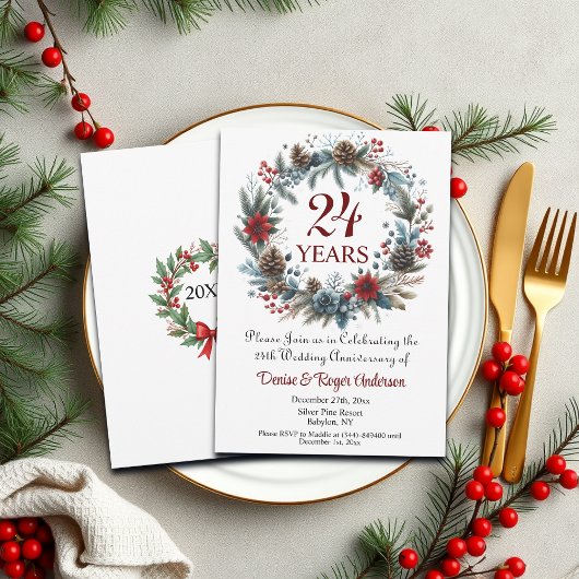 24e bruiloft Jubileum Winter Kaart