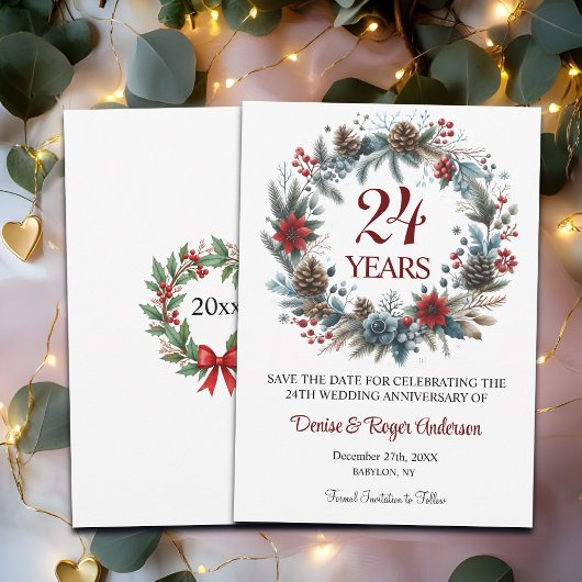24e bruiloft Jubileum Winter Save The Date
