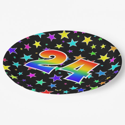 24e Evenement: Vet, Leuk, Kleurrijke Regenboog 24 Papieren Bordje (Gekanteld)