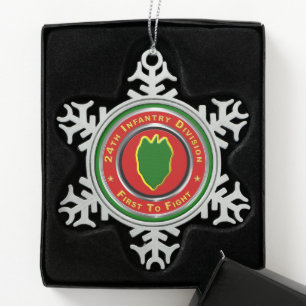 24e Infanteriedivisie Tin Sneeuwvlok Ornament