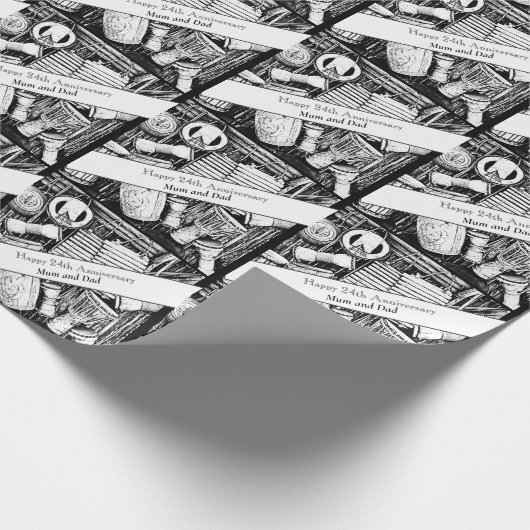 24e Jubileum bewerkbaar Cadeaupapier (Hoek)