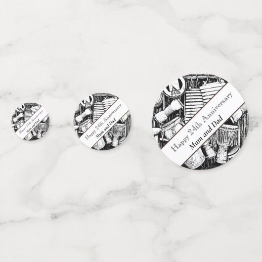 24e Jubileum bewerkbaar Confetti (Achterkanten)