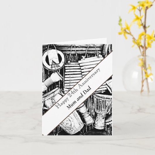 24e Jubileum bewerkbaar Kaart (Gele Bloem)