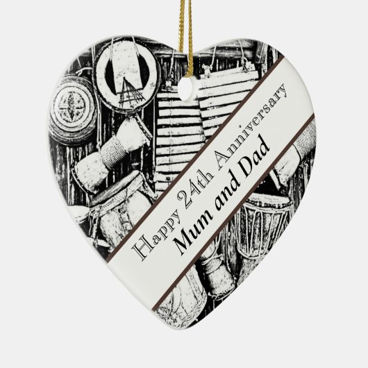 24e Jubileum bewerkbaar Keramisch Ornament (Rechts)