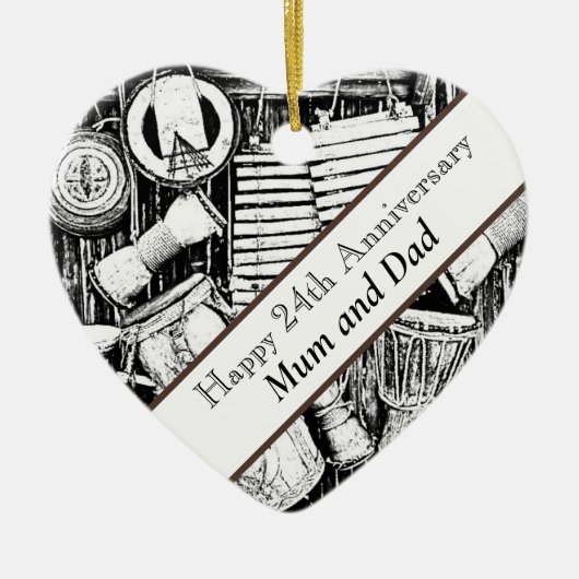 24e Jubileum bewerkbaar Keramisch Ornament (Voorkant)