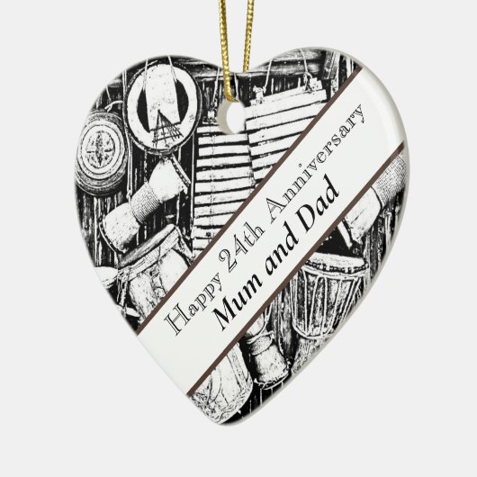 24e Jubileum bewerkbaar Keramisch Ornament (Links)