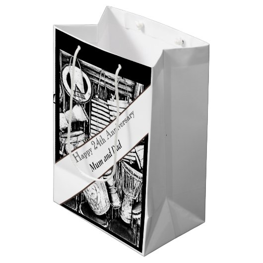 24e Jubileum bewerkbaar Medium Cadeauzakje (Voorkant Gekanteld)